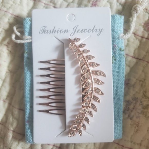 Bridal + formal Gold Crystal Wedding hair comb hair piece for updos- New​​ - Picture 6 of 11